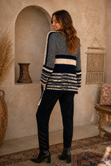 Cozy Knit Cardigan Black & Cream