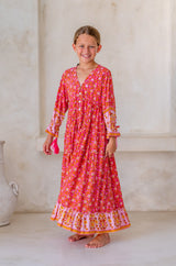 🌸 BACK TO SCHOOL KLEID – PINK FLOWER GRÖSSE 6- 8 JAHRE