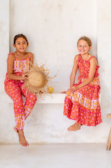 🌸 BACK TO SCHOOL JUMPSUIT– PINK FLOWER GRÖSSE 6- 8 JAHRE