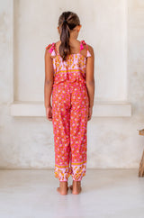 🌸 BACK TO SCHOOL JUMPSUIT– PINK FLOWER GRÖSSE 6- 8 JAHRE