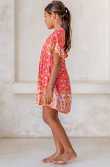 🌸 BACK TO SCHOOL KLEID – PINK FLOWER GRÖSSE 6- 8 JAHRE