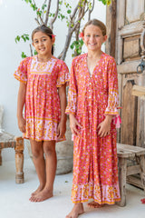 🌸 BACK TO SCHOOL KLEID – PINK FLOWER GRÖSSE 6- 8 JAHRE