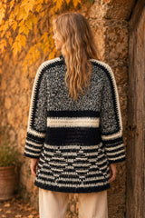 Cozy Knit Cardigan Black & Cream