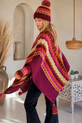 Nordic Wool Poncho Bordeaux