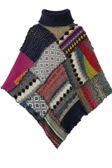 Boho Patchwork Knit Poncho