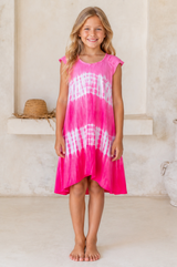 đ¸ BACK TO SCHOOL KLEID â PINK TIE-DYE GRĂSSE 6- 8 JAHRE