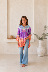 🌸 BACK TO SCHOOL KLEID – PURPLE & ORANGE GRÖSSE 6- 8 JAHRE