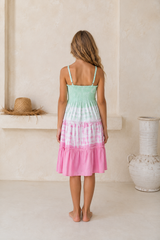 🌸 BACK TO SCHOOL KLEID – MINT & PINK GRÖSSE 6- 8 JAHRE