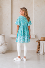 🌸 BACK TO SCHOOL KLEID – BLUE FLOWER GRÖSSE 6- 8 JAHRE