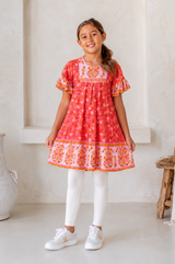 🌸 BACK TO SCHOOL KLEID – PINK FLOWER GRÖSSE 6- 8 JAHRE