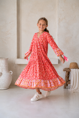 🌸 BACK TO SCHOOL KLEID – PINK FLOWER GRÖSSE 6- 8 JAHRE