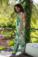 Hosenanzug Palmenmuster