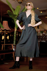 Satin Kleid Olive