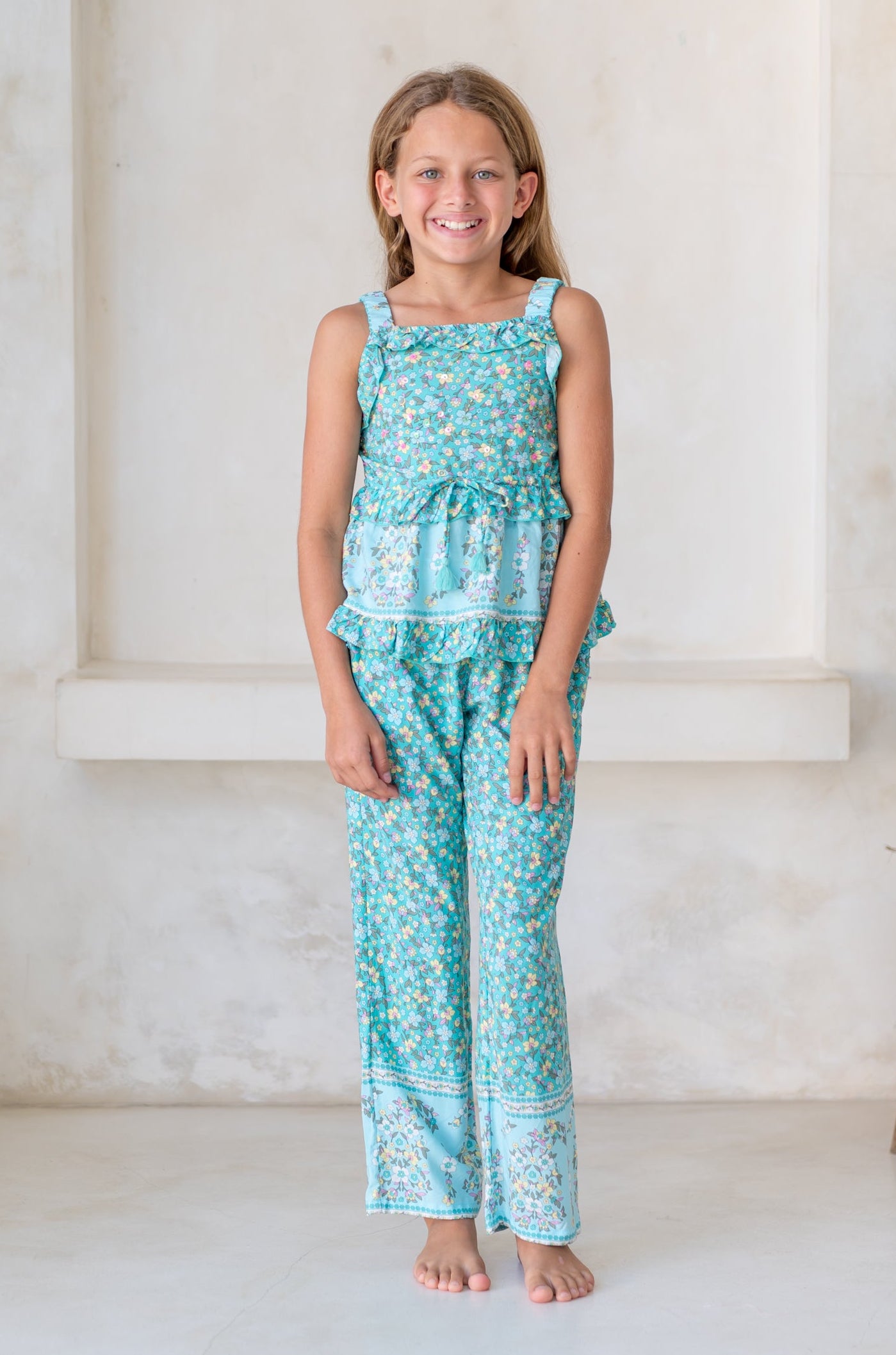 🌸 BACK TO SCHOOL SET – BLUE FLOWER GRÖSSE 6- 8 JAHRE