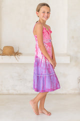 🌸 BACK TO SCHOOL KLEID –  PINK & LILA  GRÖSSE 6- 8 JAHRE