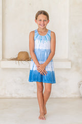 🌸 BACK TO SCHOOL KLEID – BLUE TIE-DYE GRÖSSE 6- 8 JAHRE
