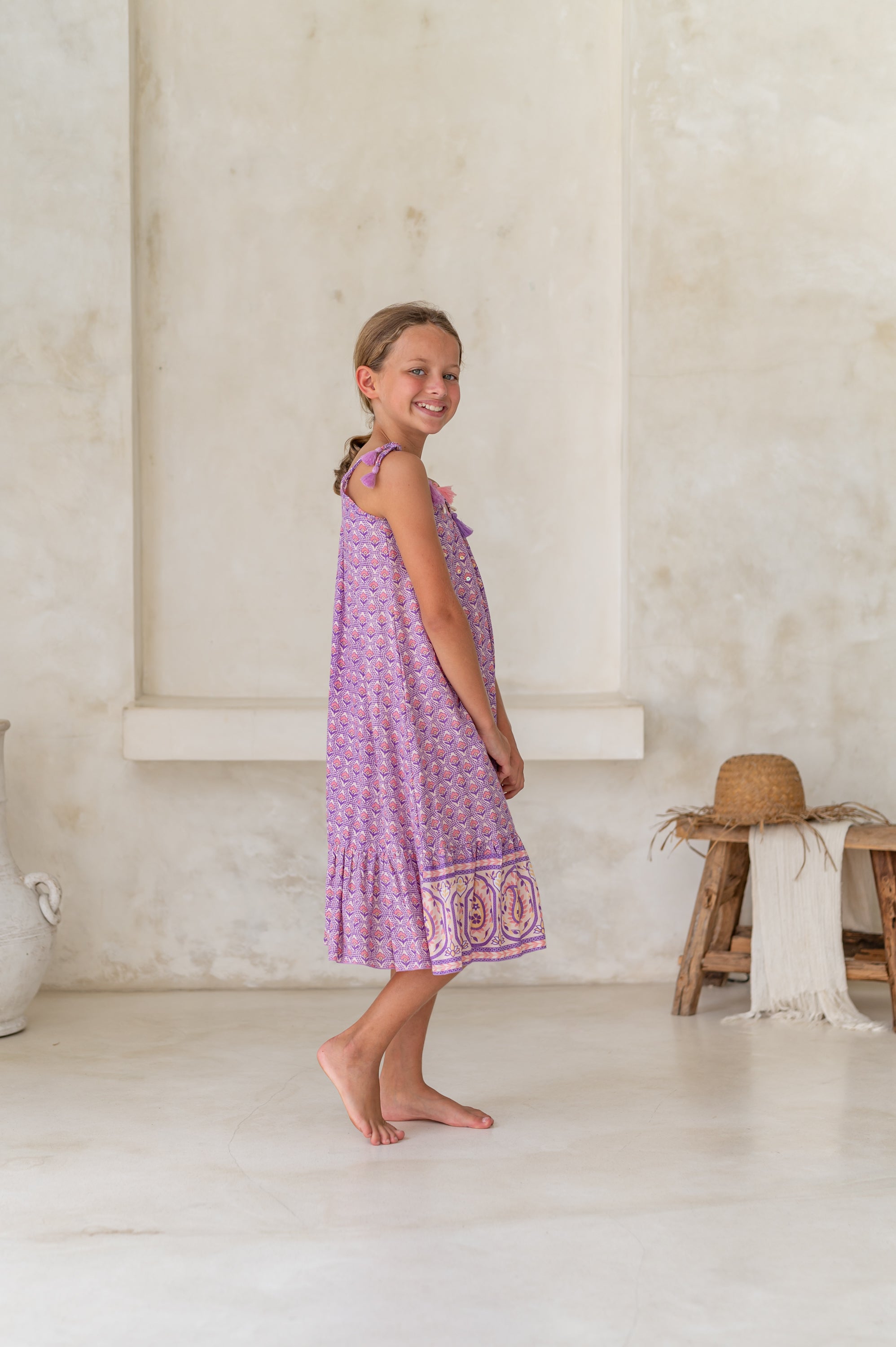 🌸 BACK TO SCHOOL KLEID–  PINK FLOWER GRÖSSE 6- 8 JAHRE