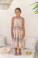 🌸 BACK TO SCHOOL SET– BLUE PEACH FLOWER, GRÖSSE 6- 8 JAHRE