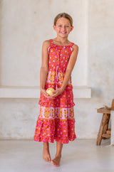 🌸 BACK TO SCHOOL KLEID – PINK FLOWER GRÖSSE 6- 8 JAHRE