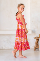 🌸 BACK TO SCHOOL KLEID – PINK FLOWER GRÖSSE 6- 8 JAHRE