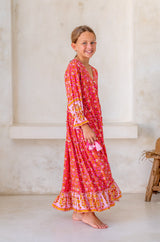 🌸 BACK TO SCHOOL KLEID – PINK FLOWER GRÖSSE 6- 8 JAHRE