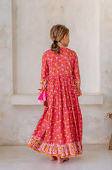 🌸 BACK TO SCHOOL KLEID – PINK FLOWER GRÖSSE 6- 8 JAHRE