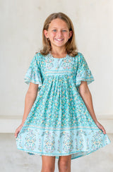 🌸 BACK TO SCHOOL KLEID – BLUE FLOWER GRÖSSE 6- 8 JAHRE