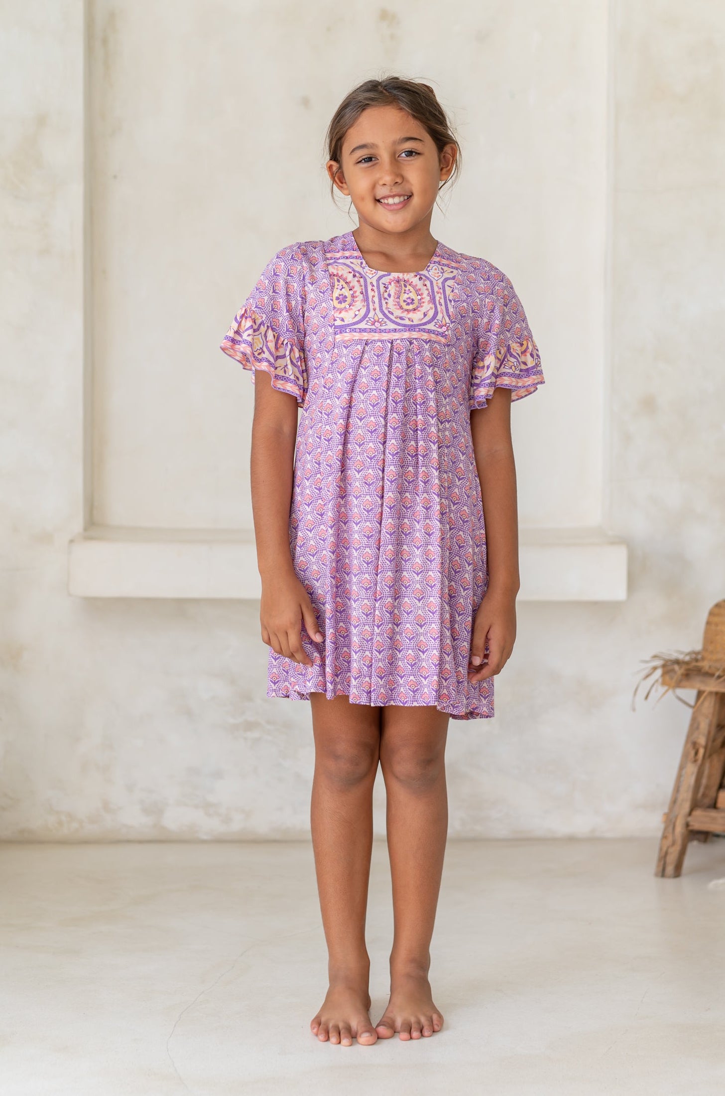🌸 BACK TO SCHOOL KLEID – PINK FLOWER GRÖSSE 6- 8 JAHRE