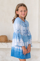 🌸 BACK TO SCHOOL KLEID – BLUE TIE DYE GRÖSSE 6- 8 JAHRE