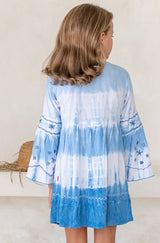 🌸 BACK TO SCHOOL KLEID – BLUE TIE DYE GRÖSSE 6- 8 JAHRE