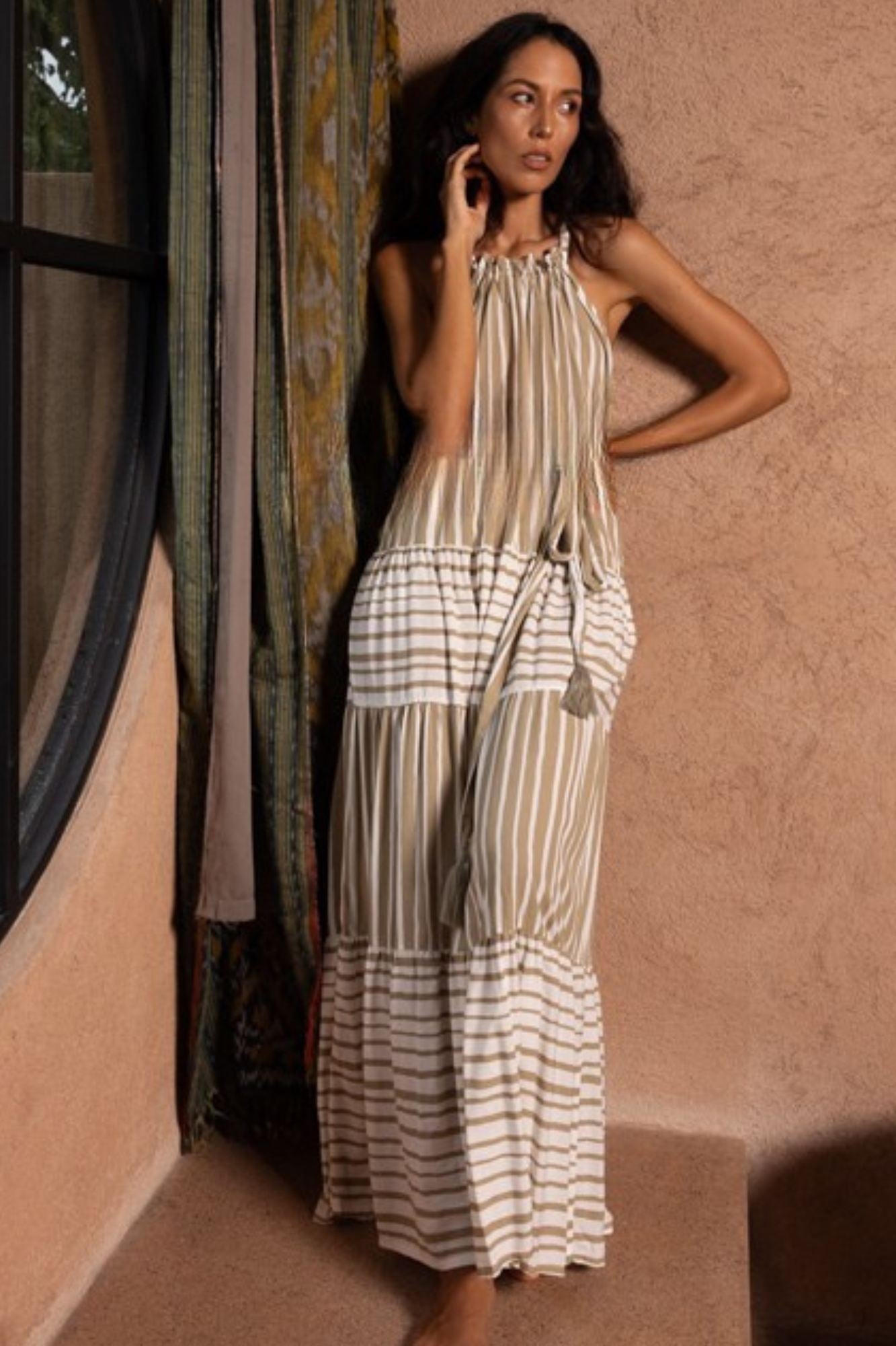 LESBOS DRESS LONG BEIGE