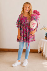 🌸 BACK TO SCHOOL KLEID – PINK PAISLEY GRÖSSE 6- 8 JAHRE