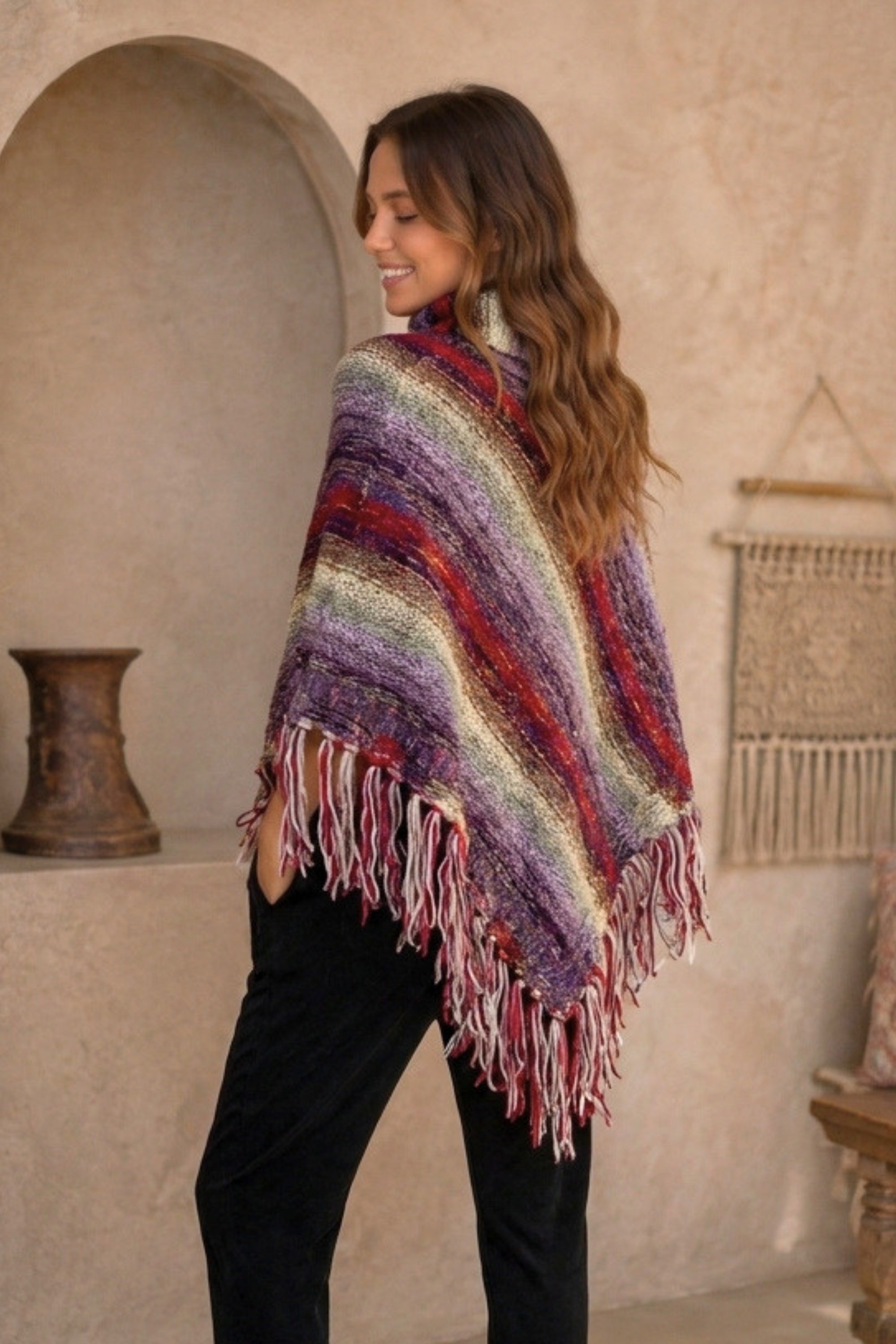 Nordic Mélange Fringe Poncho
