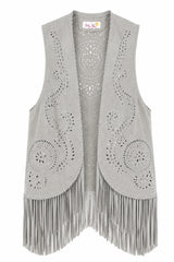 The Luxe Fringe Vest - Grau