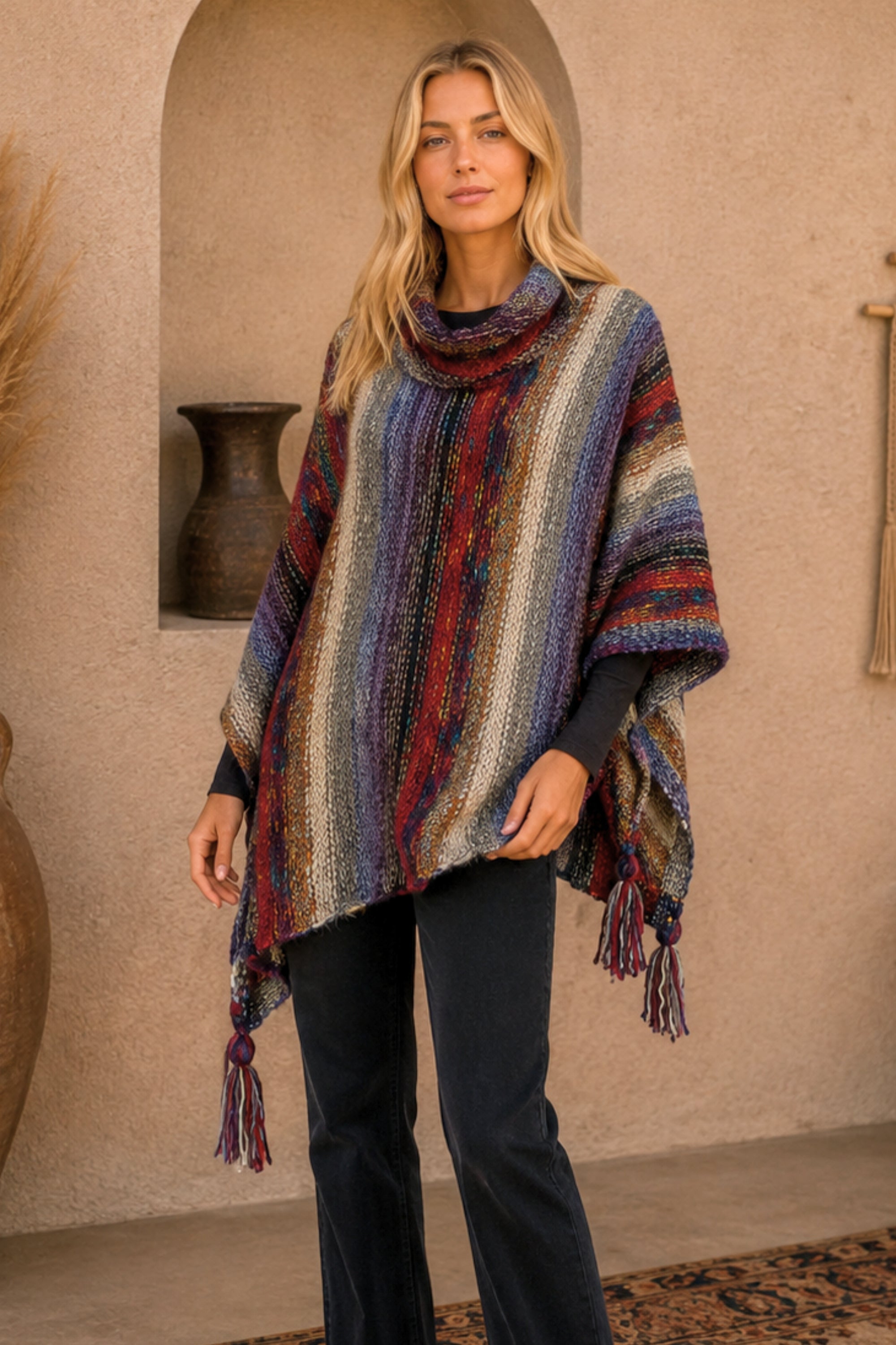 Mountain Mist Knit Poncho