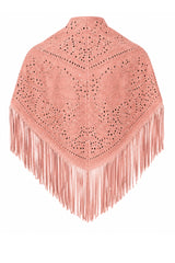 Boho Luxe Leather Shawl – Blush Rose