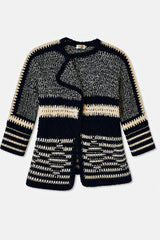 Cozy Knit Cardigan Black & Cream