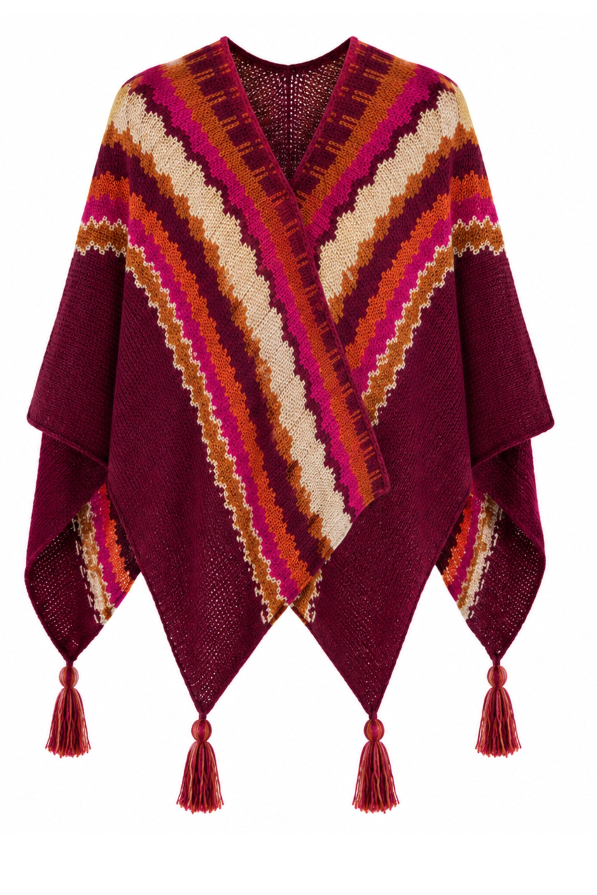 Nordic Wool Poncho Bordeaux