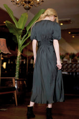 Satin Kleid Olive