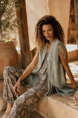 The Luxe Fringe Vest - Grau