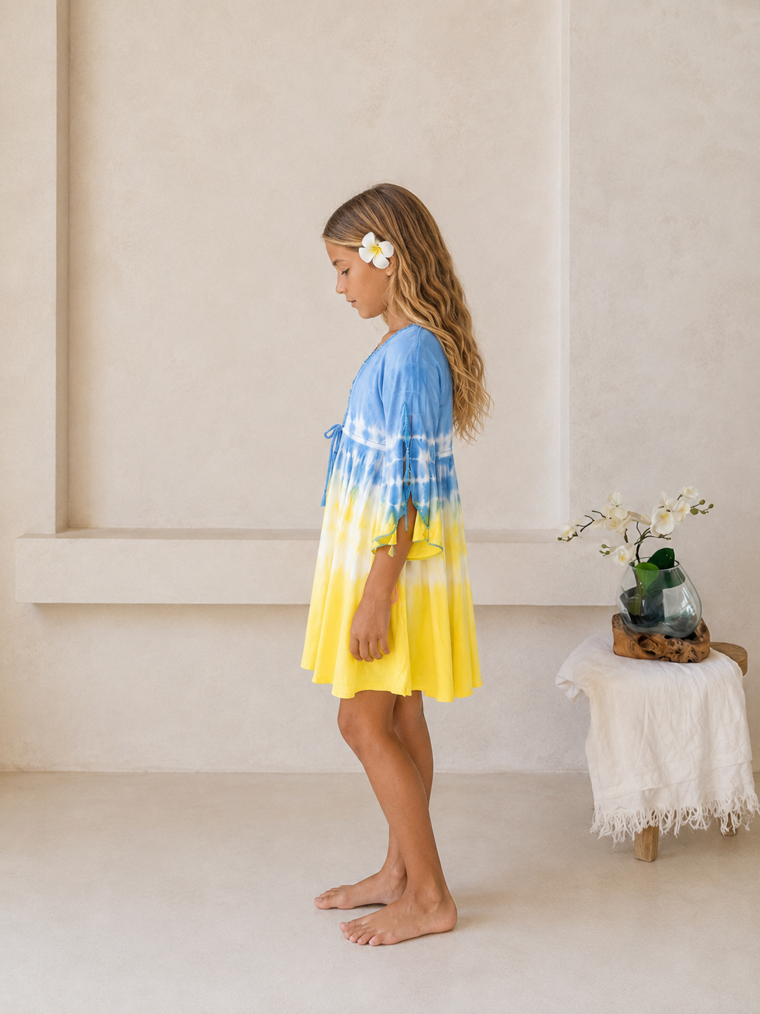 🌸 BACK TO SCHOOL KLEID –  BLUE YELLOW GRÖSSE 6- 8 JAHRE
