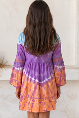 🌸 BACK TO SCHOOL KLEID – PURPLE & ORANGE GRÖSSE 6- 8 JAHRE