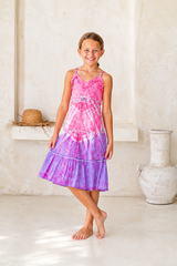 🌸 BACK TO SCHOOL KLEID –  PINK & LILA  GRÖSSE 6- 8 JAHRE