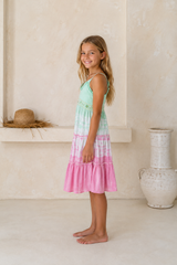 🌸 BACK TO SCHOOL KLEID – MINT & PINK GRÖSSE 6- 8 JAHRE