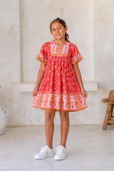 🌸 BACK TO SCHOOL KLEID – PINK FLOWER GRÖSSE 6- 8 JAHRE