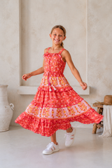 🌸 BACK TO SCHOOL KLEID – PINK FLOWER GRÖSSE 6- 8 JAHRE