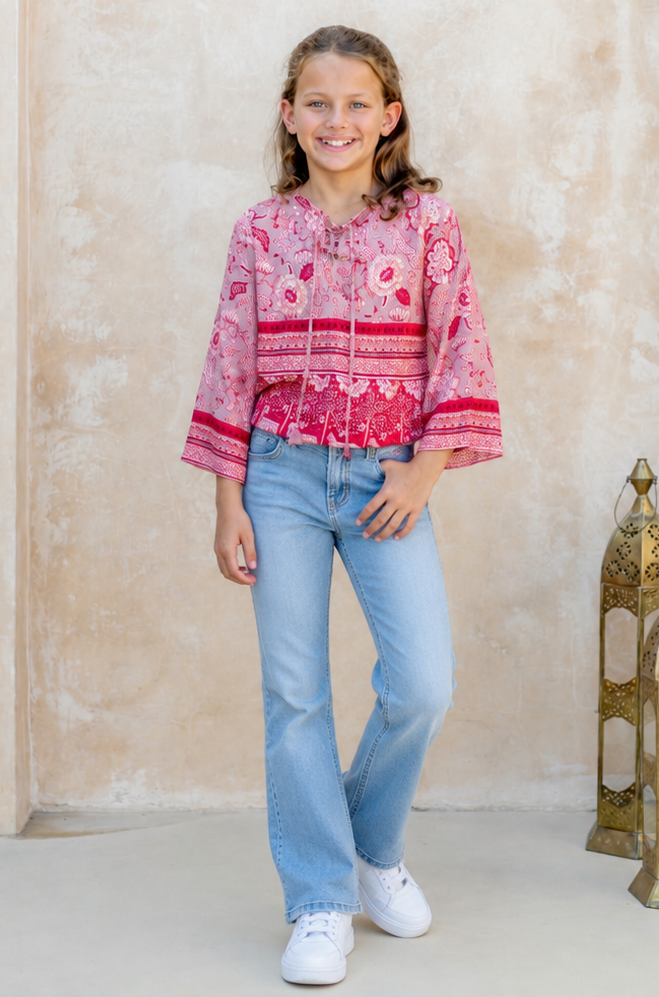 🌸 BACK TO SCHOOL BLUSE– RED PARADISE, GRÖSSE 6-8 JAHRE