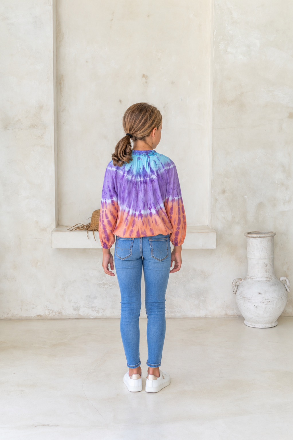🌸 BACK TO SCHOOL BLUSE– PURPLE & ORANGE GRÖSSE 6- 8 JAHRE