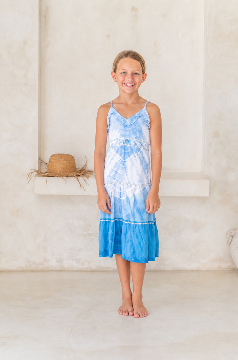 🌸 BACK TO SCHOOL KLEID – BLUE SKY GRÖSSE 6- 8 JAHRE