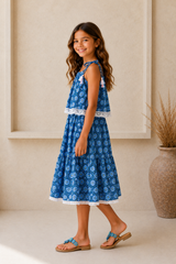 🌸 BACK TO SCHOOL KLEID– BLUE DAISY GRÖSSE 6- 8 JAHRE (Copy)